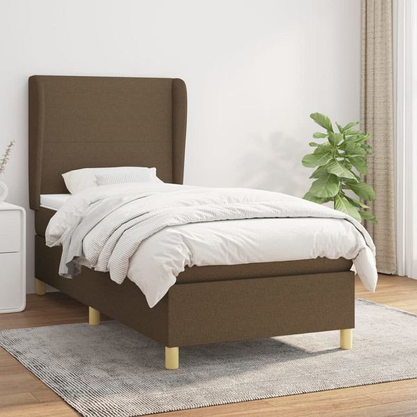 vidaXL Boxspringbett mit Matratze Dunkelbraun 100x200 cm Stoff, 3128344