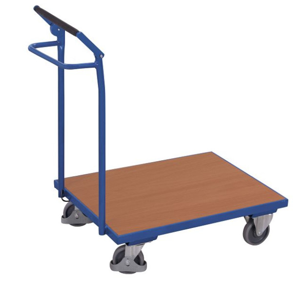 VARIOfit Schiebebügelwagen mit Totmannbremse, Ladefläche: 800 x 600 mm, RAL 5010 enzianblau, sw-600.125
