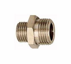 Riegler Doppelgewindenippel, Außengewinde zylindrisch - Messing vernickelt, 111364