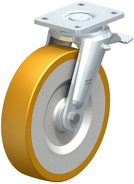 Blickle LO-SETH 250K-ST Stahlgeschweißte Schwerlast-Lenkrolle mit Feststeller, Blickle Extrathane®, Hellbraun, 51771