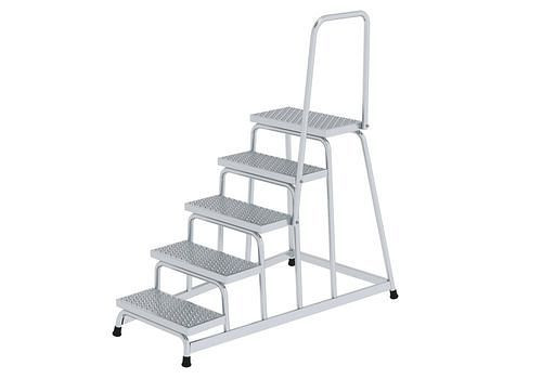 Krause Arbeitsplattform aus Aluminium mit Handlauf, 5 Stufen, mit R 13 Rutschschutz, 274500