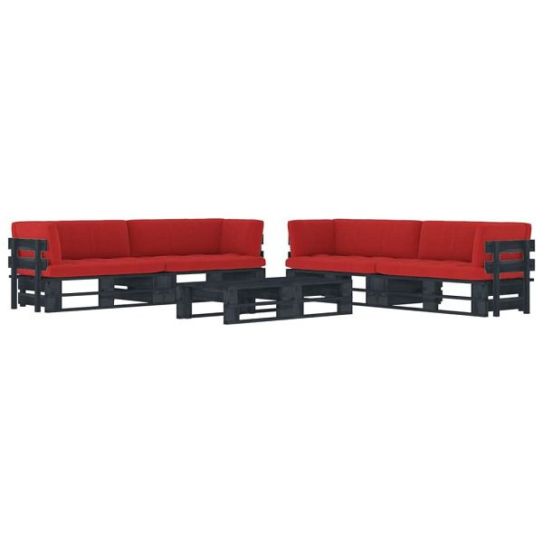 vidaXL 6-teilig Paletten-Lounge-Set Schwarz Imprägniertes Kiefernholz, 3067015