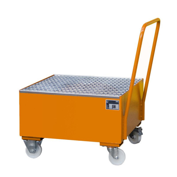 STEIN HGS Fahrbare Auffangwanne Serie 2000, 3mm Stahlblech, für 200l-Fässer, 200 Liter, RAL 2000 gelborange, lackiert, 1x 200 Liter Fass, 79206.0001