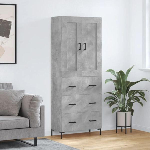 vidaXL Highboard Betongrau 69,5x34x180 cm Holzwerkstoff, 3199749