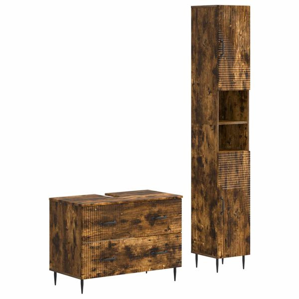 vidaXL 2-teiliges Badezimmer Schrank Set HAARLEM Raucheiche, 3417536