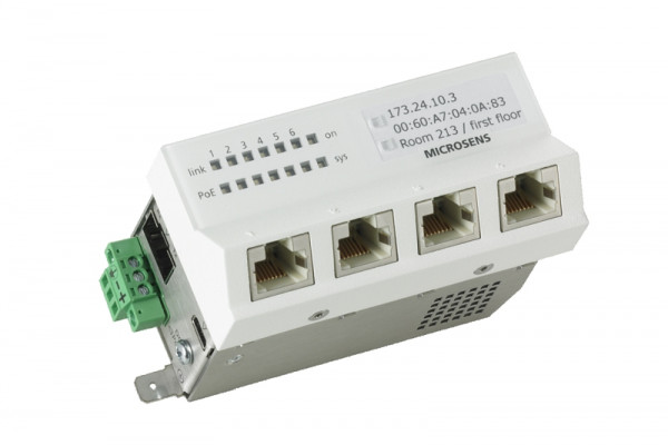 MICROSENS Gigabit Ethernet Micro Switch Generation 6, 1x SFP & 5x1000Base-T horizontal, MS440209M-G6+