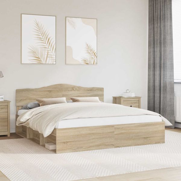 vidaXL Bettrahmen Sonoma 180 x 200 cm Massives Kiefernholz, 3412864