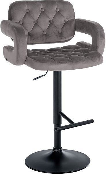 CLP Barhocker Dublin Samt schwarz, grau, 323517, 4255716308964