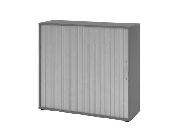 Hammerbacher Rollladenschrank 1733S BS, 3 OH, Korpus: Graphit / Rollladen: Silber, 120 x 40 x 110 cm (BxTxH), V1733S/G/S/BS