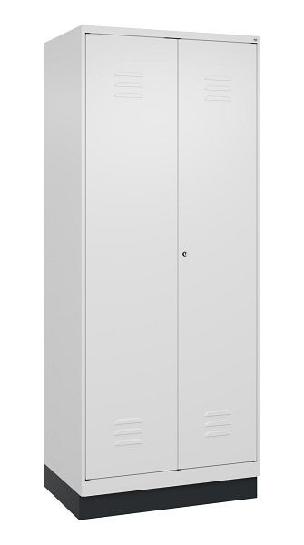 C+P Umkleidespind Classic PLUS, Doppel-Spind, Sockel, 2 Abteile, 1950x800x500mm, 9016/9016, Zylinderschloss, 080022-22P S10029