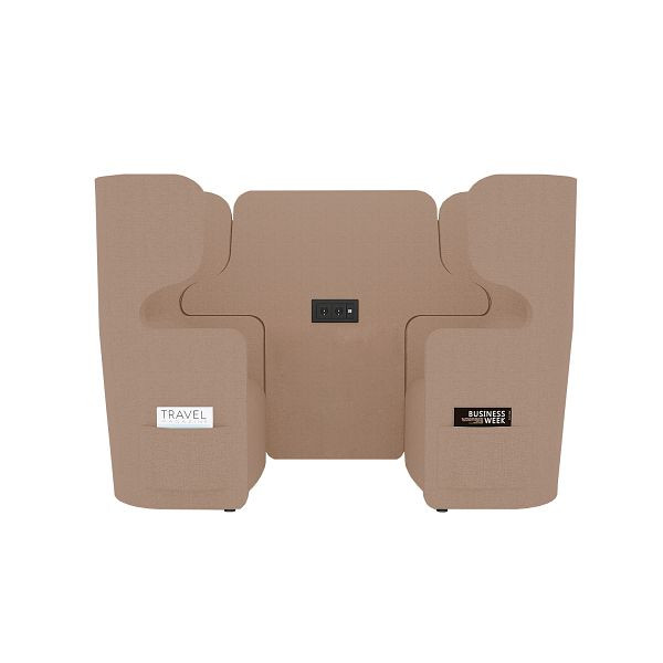 Bisley Raum in Raum Lösung Vivo, Zweisitzer, Hohe Rückenlehne, 2 Seitentaschen, 2 Steckdosen und 2 USB Anschlüsse, NE0534 cappuccino, VIVH2SETPS2.NE0534