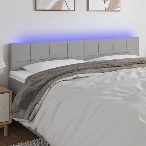 vidaXL LED Kopfteil Hellgrau 160x5x78/88 cm Stoff, 3121618