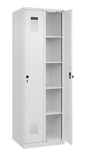 C+P Wäsche-Spind Evolo PLUS, 2 Abteile, 1850x600x500mm, 9016/9016, Verschluss Drehriegel, Ablageböden 8, 049000-20B S10020