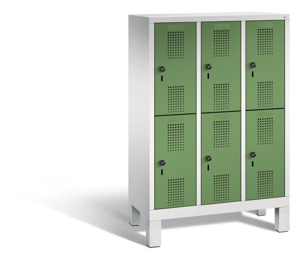C+P Kindergarten-Spind Evolo, 6 Fächer, H1350xB900xT300 mm, Grau/Resedagrün, 483103-30 S10065