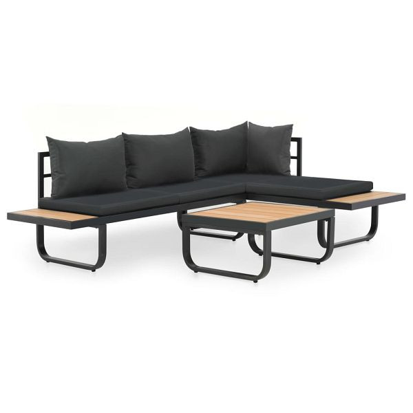 vidaXL 2-teilig Garten-Ecksofa-Set mit Auflagen Aluminium WPC, 44704