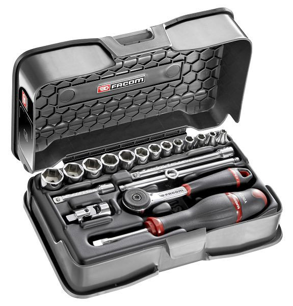 Facom Steckschlüsselsortiment 1/4", 6-Kant, metrisch - 19 Teile - R.161B, R.161-3P6