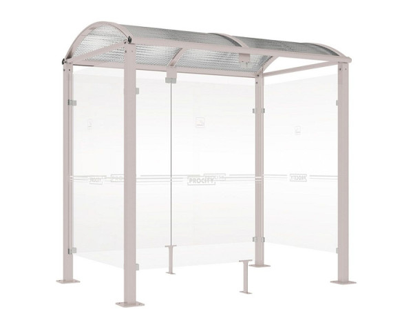 Procity Raucherunterstand Klassik "M" - Tiefe 1560 mm, Farbe RAL 7044, Maße: Breite 2500 x Höhe 2547 x Tiefe 1666 mm, 529370.7044