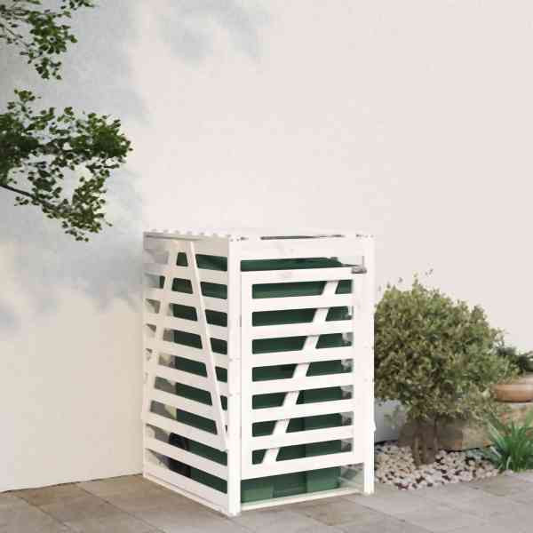 vidaXL Mülltonnenbox Weiß 84x90x128,5 cm Massivholz Kiefer, 825101