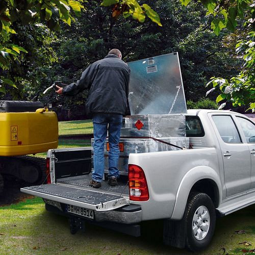 DENIOS Mobile Dieseltankstelle MTA 450 aus Stahl, 230 V Pumpe, 450 Liter Volumen, 210133