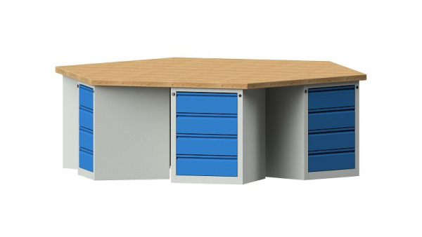 ANKE Werkbänke Gruppenwerkbank, Modell 805 EG, 2700 x 2340 x 850 mm, RAL 7035/5012, BMP 50 mm, 520.310