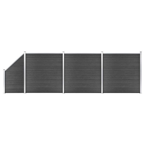 vidaXL Zaunelement Set WPC 619x(105-186) cm Schwarz, 3070439