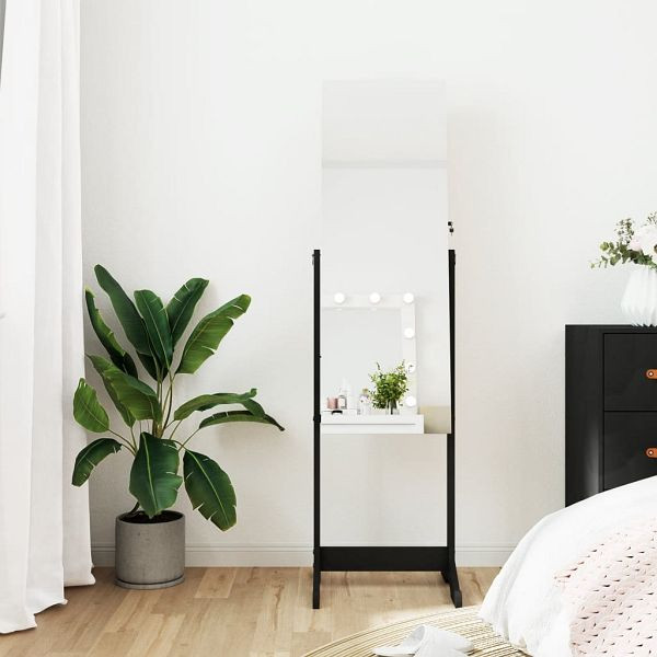 vidaXL Spiegel-Schmuckschrank Freistehend Schwarz 42x38x152 cm, 353257