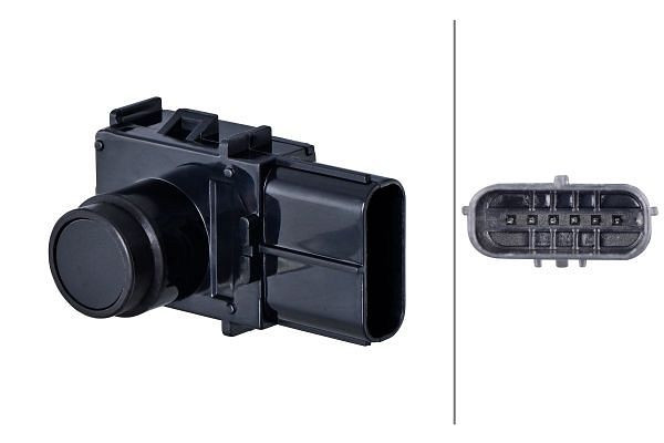 HELLA Sensor, Einparkhilfe, viereckig, 6-polig, gesteckt, lackierbar, 6PX 358 270-071