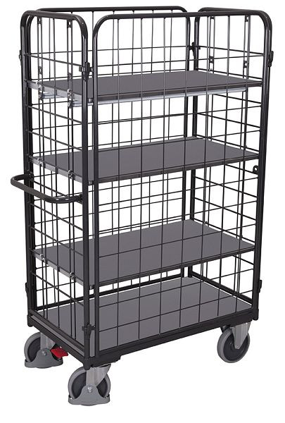 VARIOfit Etagenwagen hoch, Außenmaße: 1.390 x 840 x 1.820 mm, RAL 7016 anthrazitgrau, 3 variable Etagenböden, sw-800.311/AG
