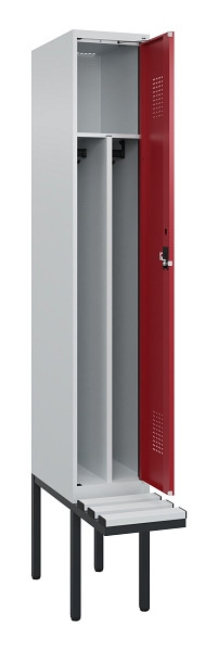 C+P Spind Evolo PLUS, 1 Abteile, 2120x300x815mm, 7035/3003, Haken 4, Zylinderschloss, Material Sitzfläche Kunststoff, 0490407-10F S10085
