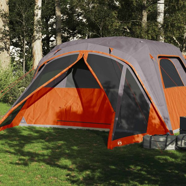 vidaXL Familienzelt mit Vorzelt 6 Personen Grau und Orange Wasserdicht, 94550
