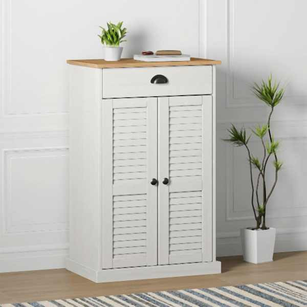 vidaXL Schuhschrank VIGO Weiß 60x35x96 cm Massivholz Kiefer, 353167