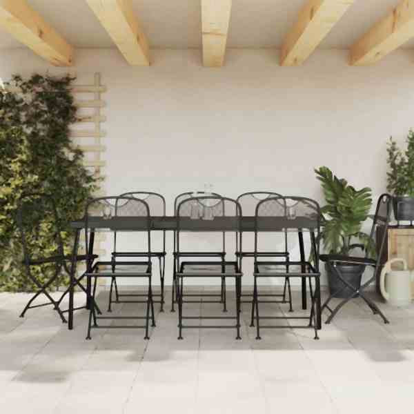 vidaXL 9-tlg. Garten-Essgruppe Anthrazit Streckgitter, 3211815