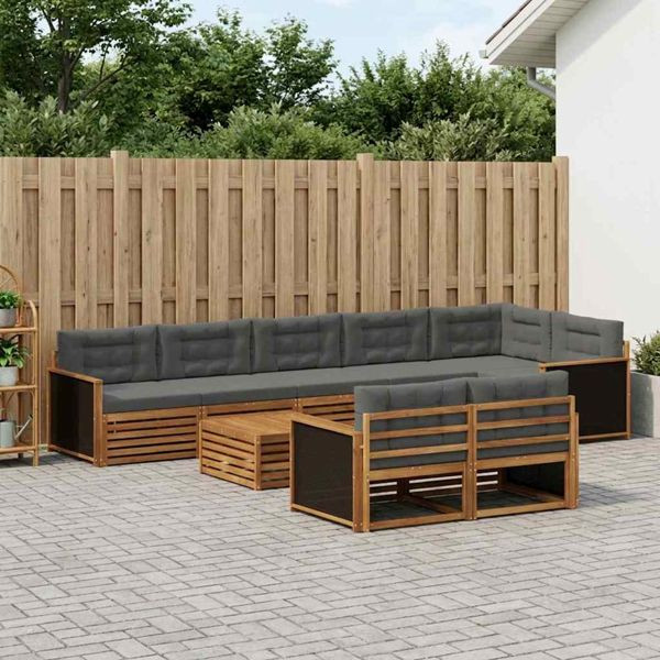 vidaXL Outdoor-Sofagarnitur mit Kissen 9-teilig, 3383525