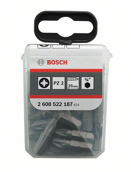 Bosch Schrauberbit Extra-Hart PZ 2, 25 mm, 25-Pack, VE: 25 Stück, 2608522187