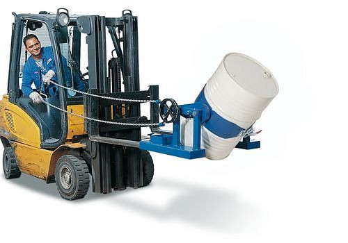 DENIOS Fasswender SVK aus Stahl, lackiert, für 200-Liter-Fässer, mit Endloskette, 164393