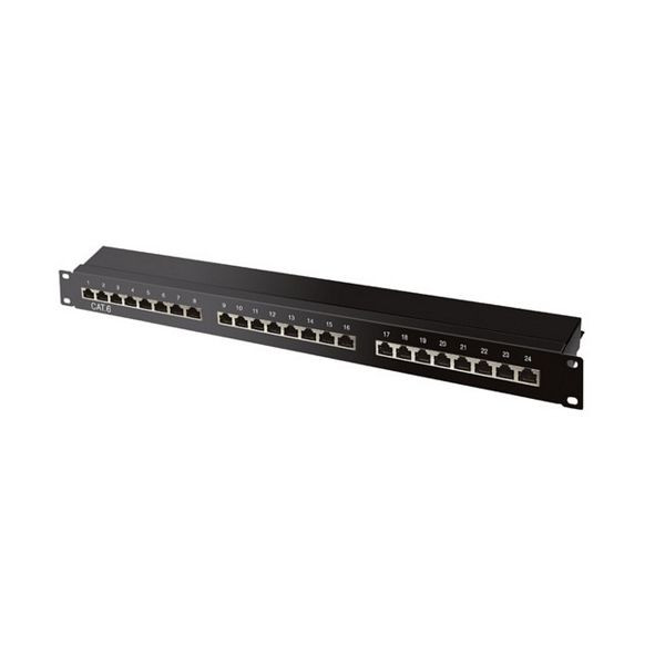 S-Conn cat 6 19" 1HE-Patchpanel, 24 Port, 75065