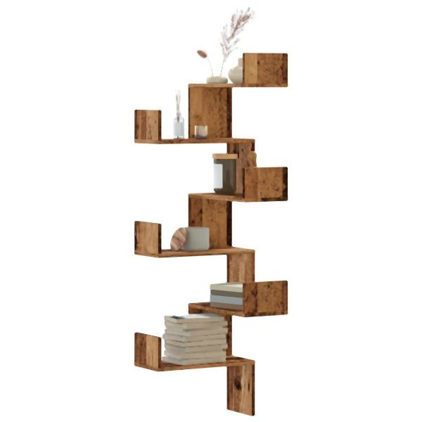 vidaXL Wand-Eckregal Altholz-Optik 45x45x147 cm Holzwerkstoff, 852643