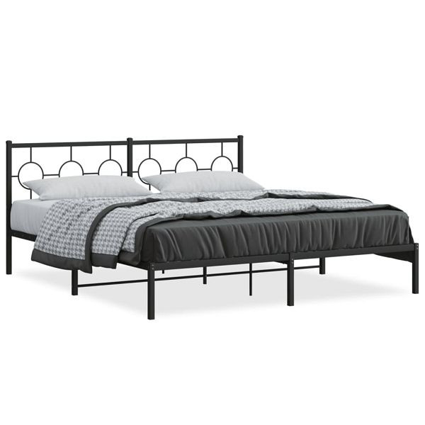 vidaXL Bettgestell mit Kopfteil Metall Schwarz 183x213 cm, 376231