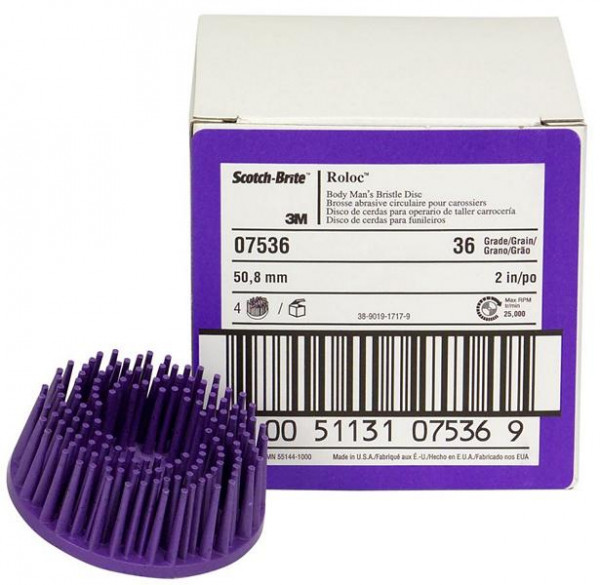 3M Scotch-Brite Roloc Bristle Disc RD-ZB, violett, 76,2 mm, P36, VE: 18 Bürste, 7000000777