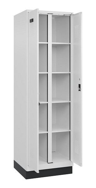 C+P Wäsche-Spind Evolo PLUS, mit Sockel, 2 Abteile, 1950x600x500mm, 9016/9016, Verschluss Zylinderschloss, 049022-20B S10047