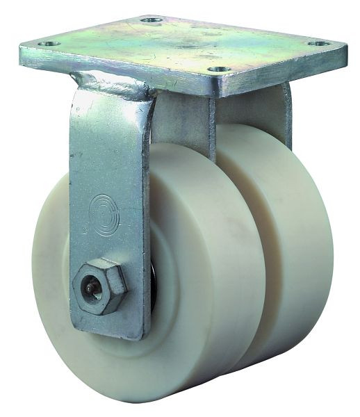 BS Rollen Schwerlastdoppelrolle, Bockrolle, Rad-Breite 2x100 mm, Rad-Ø 250 mm, Tragfähigkeit 7500 kg, Polyamid gegossen, Kugellager, S110.B16.251