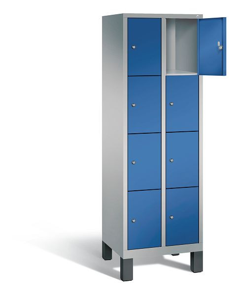 C+P Schließfachschrank Evolo, H1850xB610xT500mm, Farbe: Weißaluminium / Enzianblau, 48010-204 S10183