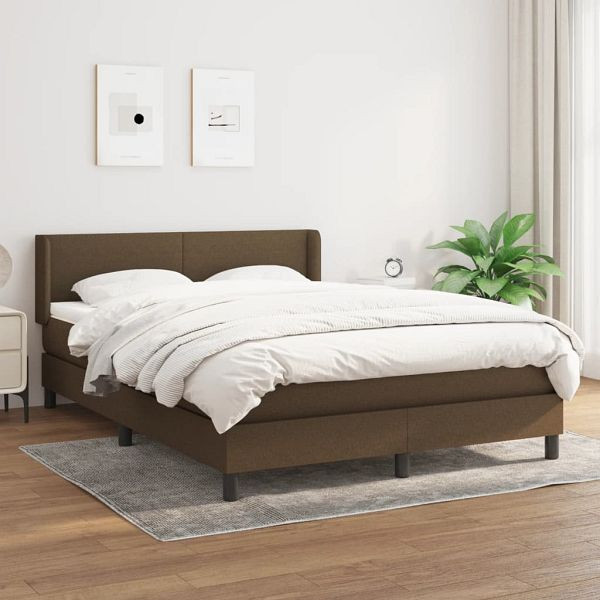 vidaXL Boxspringbett mit Matratze Dunkelbraun 140x190 cm Stoff, 3129548
