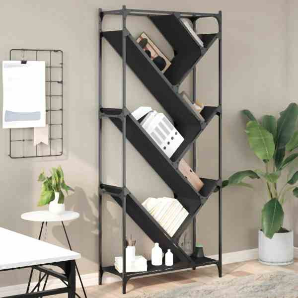 vidaXL Bücherregal Schwarz 79x30x180 cm Holzwerkstoff und Metall, 845431