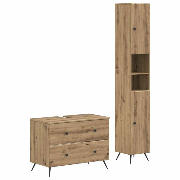 vidaXL 2-teiliges Badezimmer Schrank Set BREDA Artisan-Eiche, 3417566