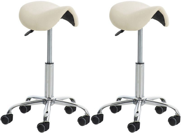 CLP 2er Set Arbeitshocker Reno Kunstleder, creme, 324598