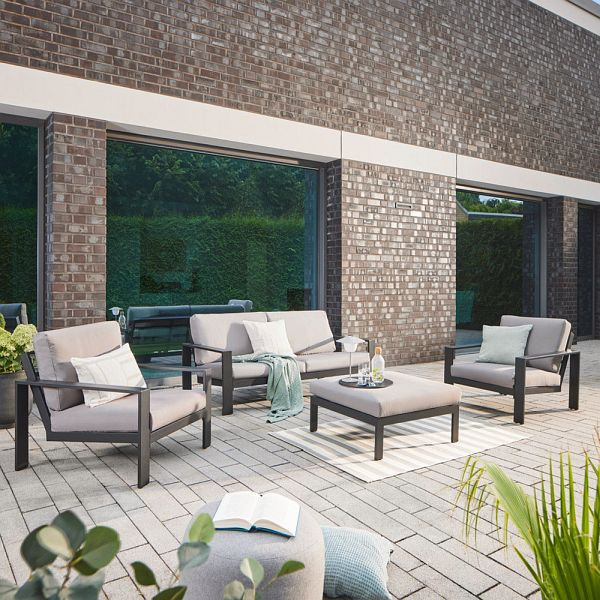 HOME DELUXE Gartenlounge Aluminium RIO L, Anthrazit, 31806