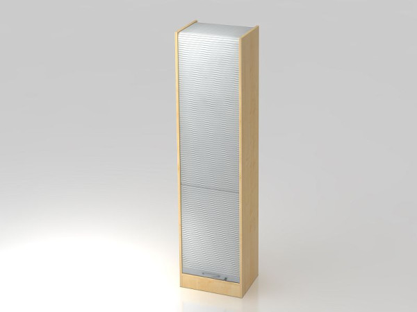 Hammerbacher Rollladenschrank vertikal 50cm, 5OH Bogengriff Ahorn/Silber, 50x40x200,4 cm (BxTxH), VSET50/3/S/BM
