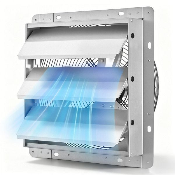 VEVOR 312 mm Abluftventilator mit Lamellen, 34 W, 2124 m³/h, 1400 U/min, Stahlgehäuse, leise, Wandmontage, BYCSPQSOZKACA6AYF001V2