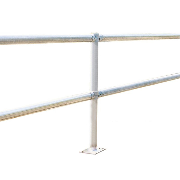 Stein HGS Systemgeländer -Mountain-, Standpfosten Ø 60 mm, mit Flachkopf, Gesamtlänge 1000mm, zum Aufdübeln mit Bodenplatte, Maße Bodenplatte (BxT): 160 x 140 mm, Bohrloch: Ø 14 mm, 11810